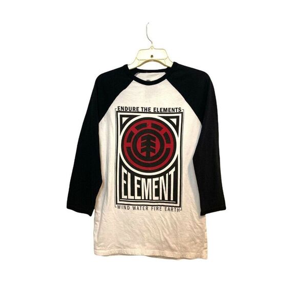 #3670 Elements  black and white 3/4sleeve knit tshirt size S - Picture 6 of 6